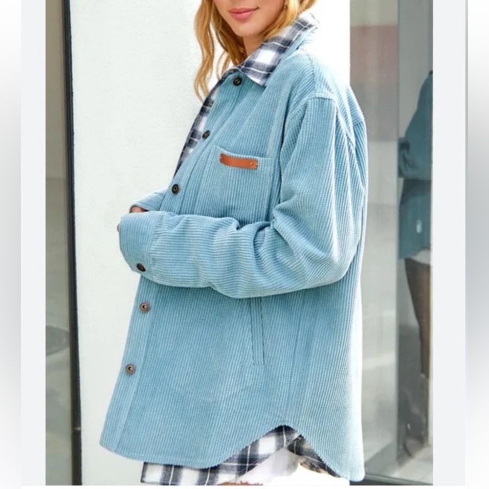 12th tribe Blue Corduroy Shacket, S like new